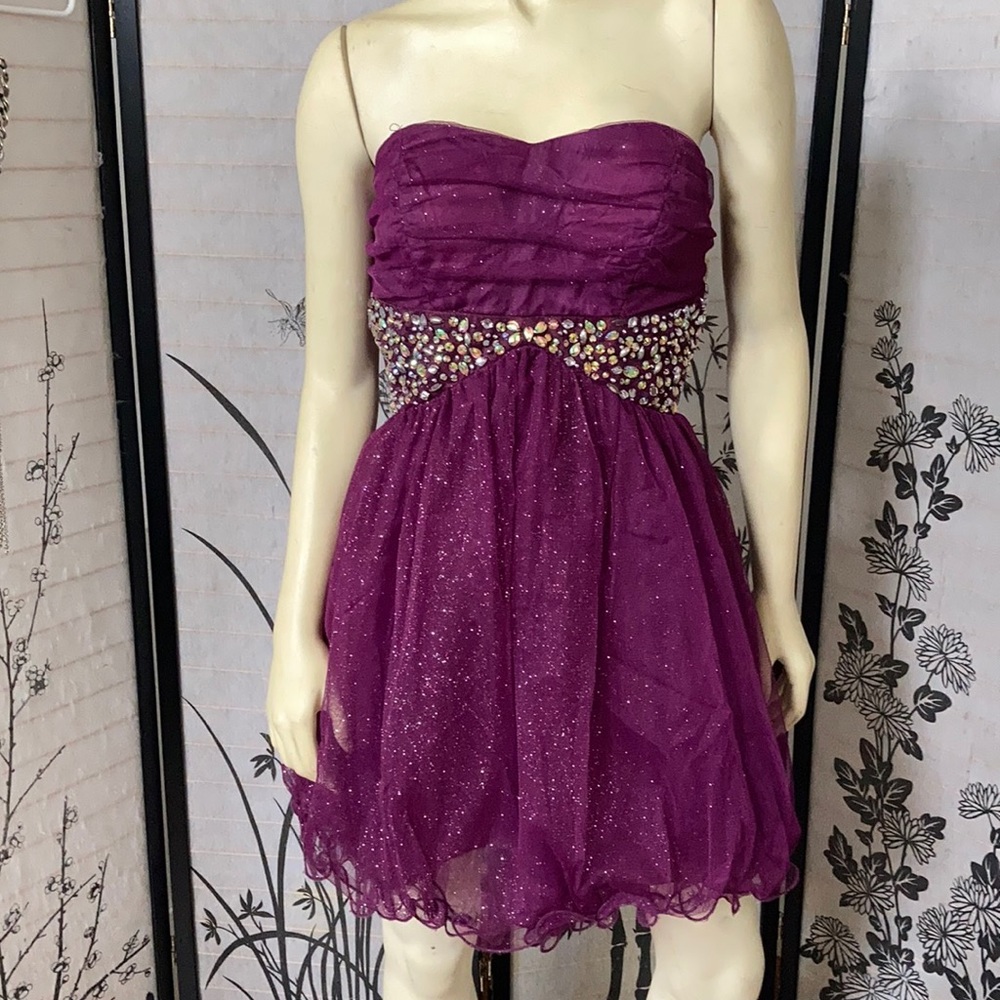 Speechless Magenta Glitter- Rhinestone dress. Plenty of Tulle!
